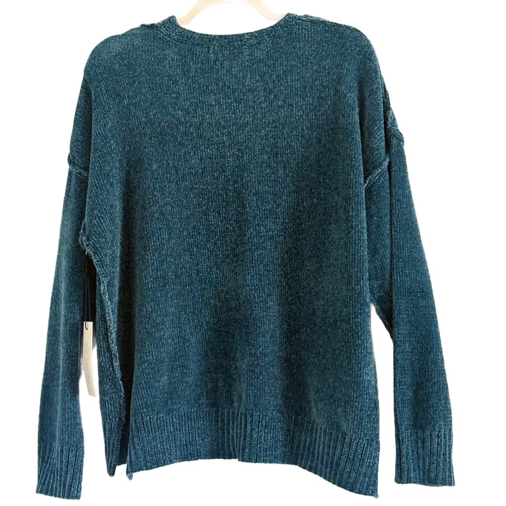 NWT Rachel Zoe Teal V-Neck Chenille Sweater XL - Picture 9 of 10